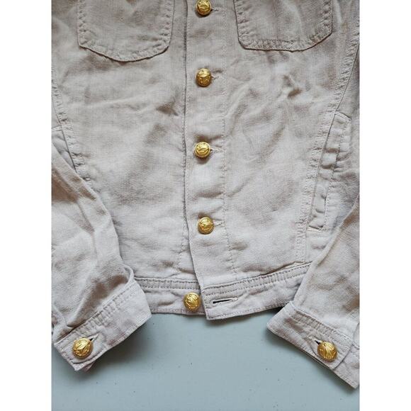 NWOT L’Agence Women’s Celine Linen Jacket Size Small Beige Gold Buttons #1N405 - Picture 6 of 9